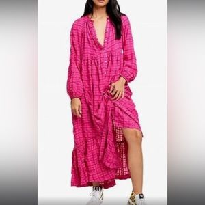 Free People Edie Maxi Dress -Hot Pink